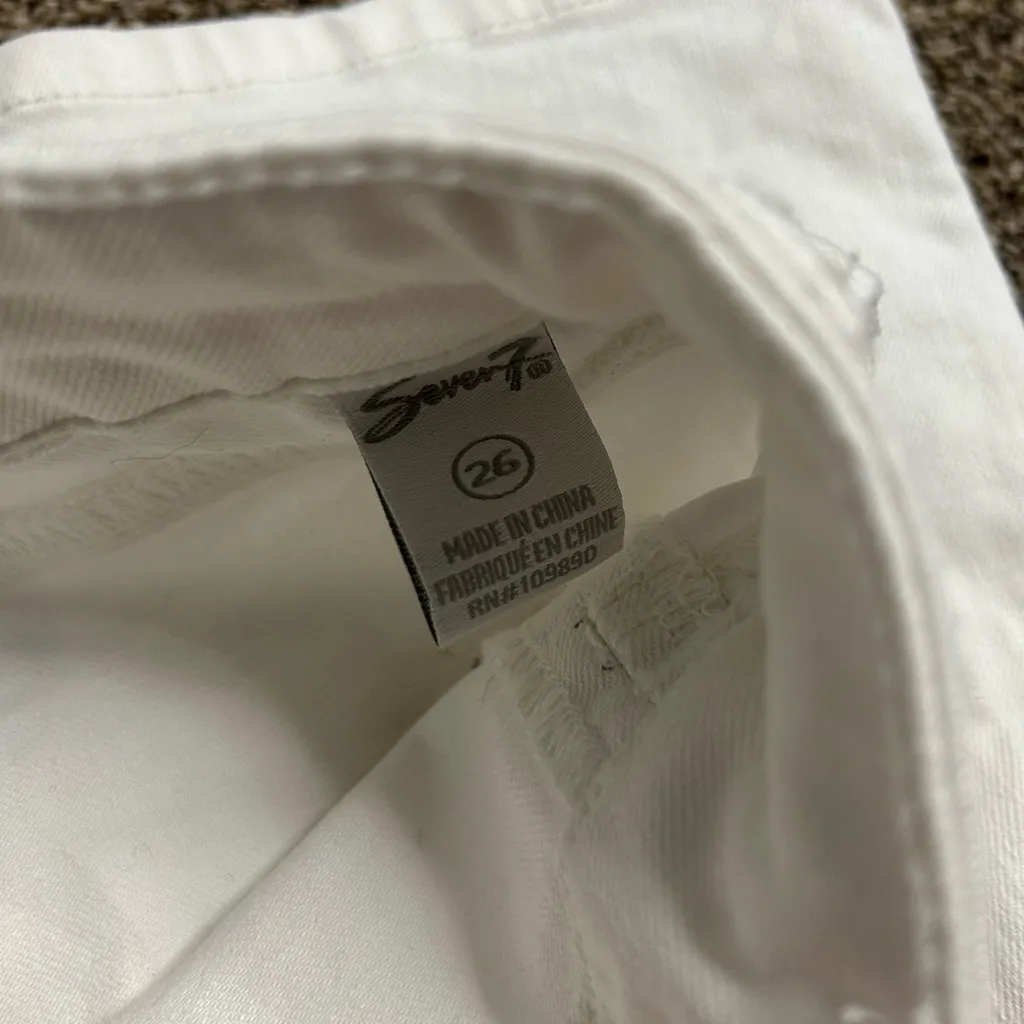 Seven7 Womens White Jeans Embroidered Trim Cropped Denim Pants size 26 - Image 4