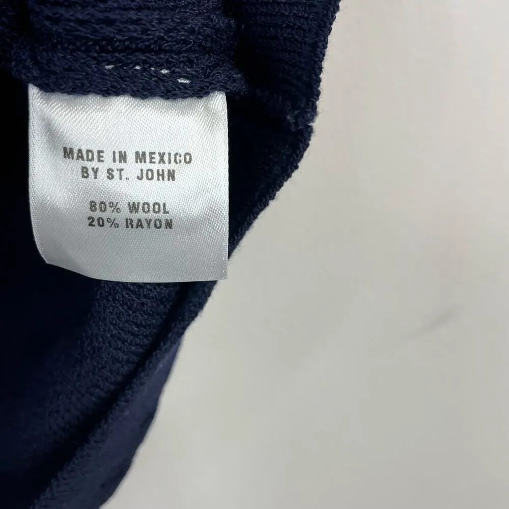 St John Sport Dark Navy Blue Santana Knit Sleeveless Ribbed Sweater Shell Top L - Image 8