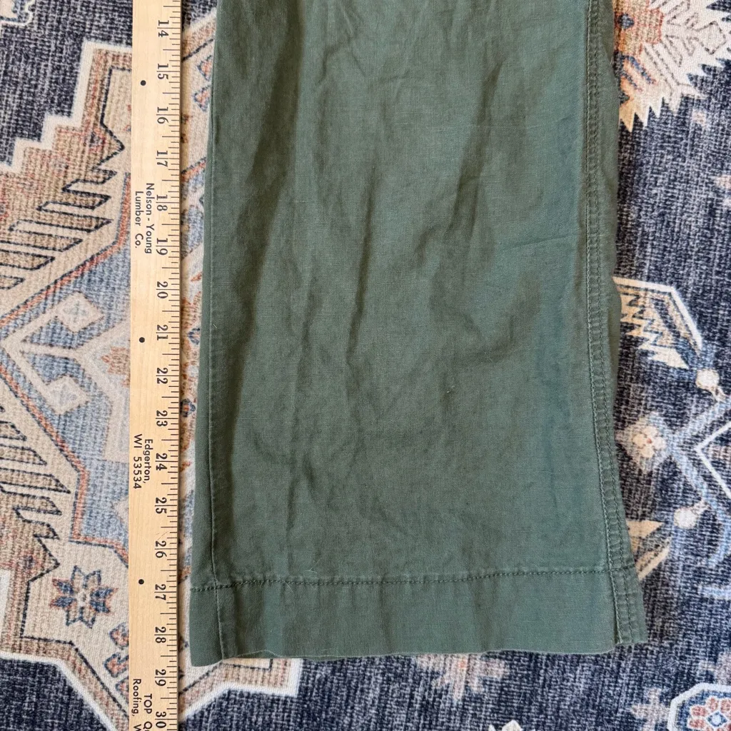 GAP Wide Leg Linen Cotton Blend Army Green High Rise Pants Women’s Size 4 - Image 13