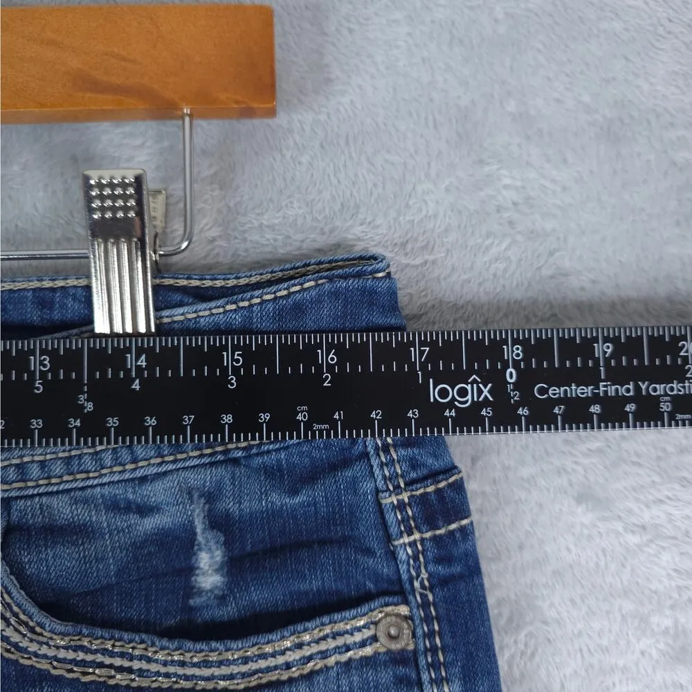 Maurices Shorts Womens 11/12 Blue Denim Cutoff Booty Hotpants Distressed 3" - Image 3