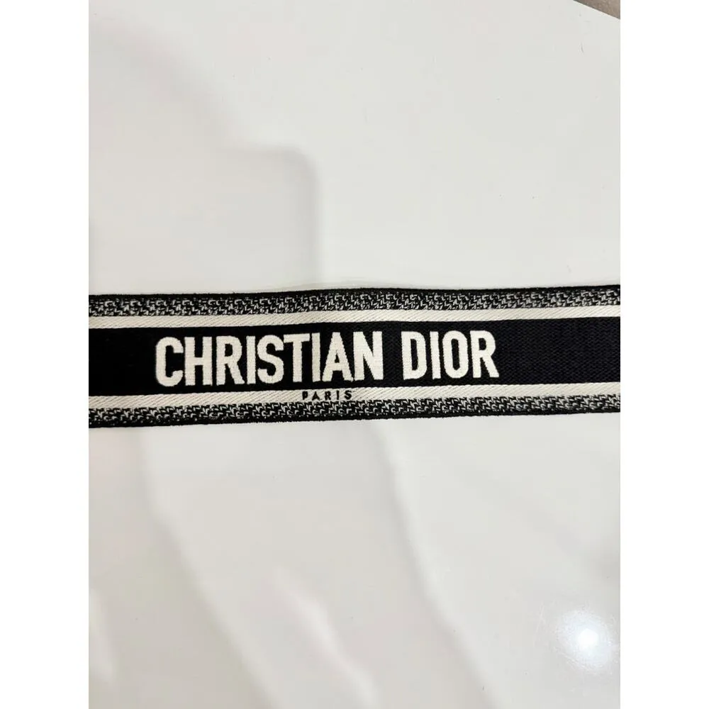 Christian Dior Embroidery Adjustable Shoulder Bag Strap with Ring Black/White - Image 5