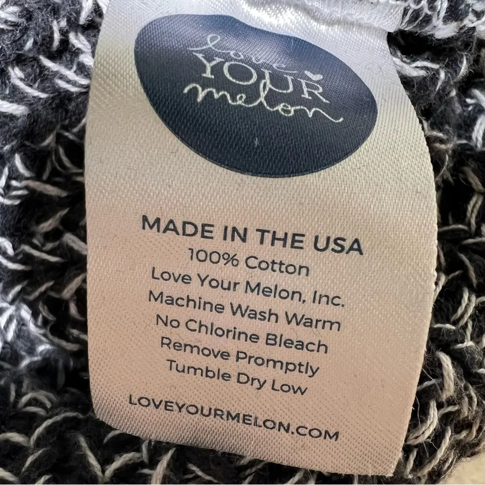 Love Your Melon Black and White Knit Pom Beanie - Image 5