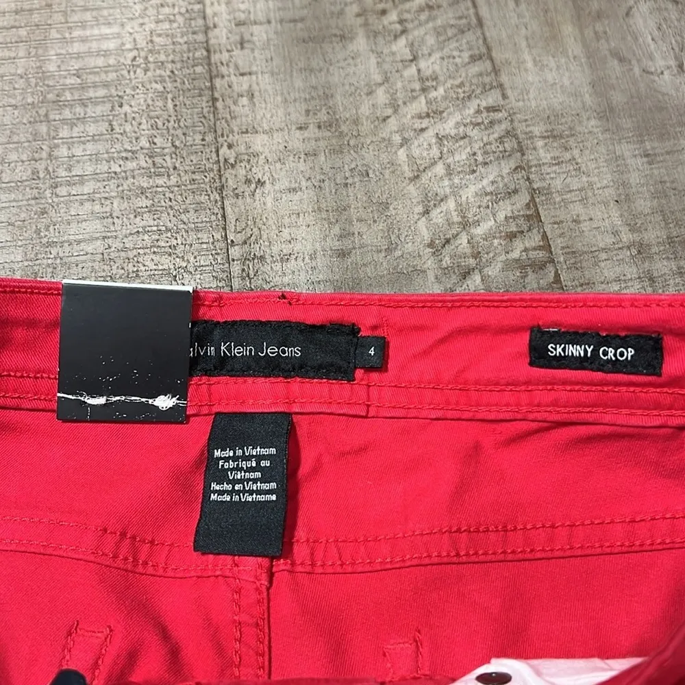 Calvin Klein Jeans power stretch Skinny Crop Red denim NWT - Image 2