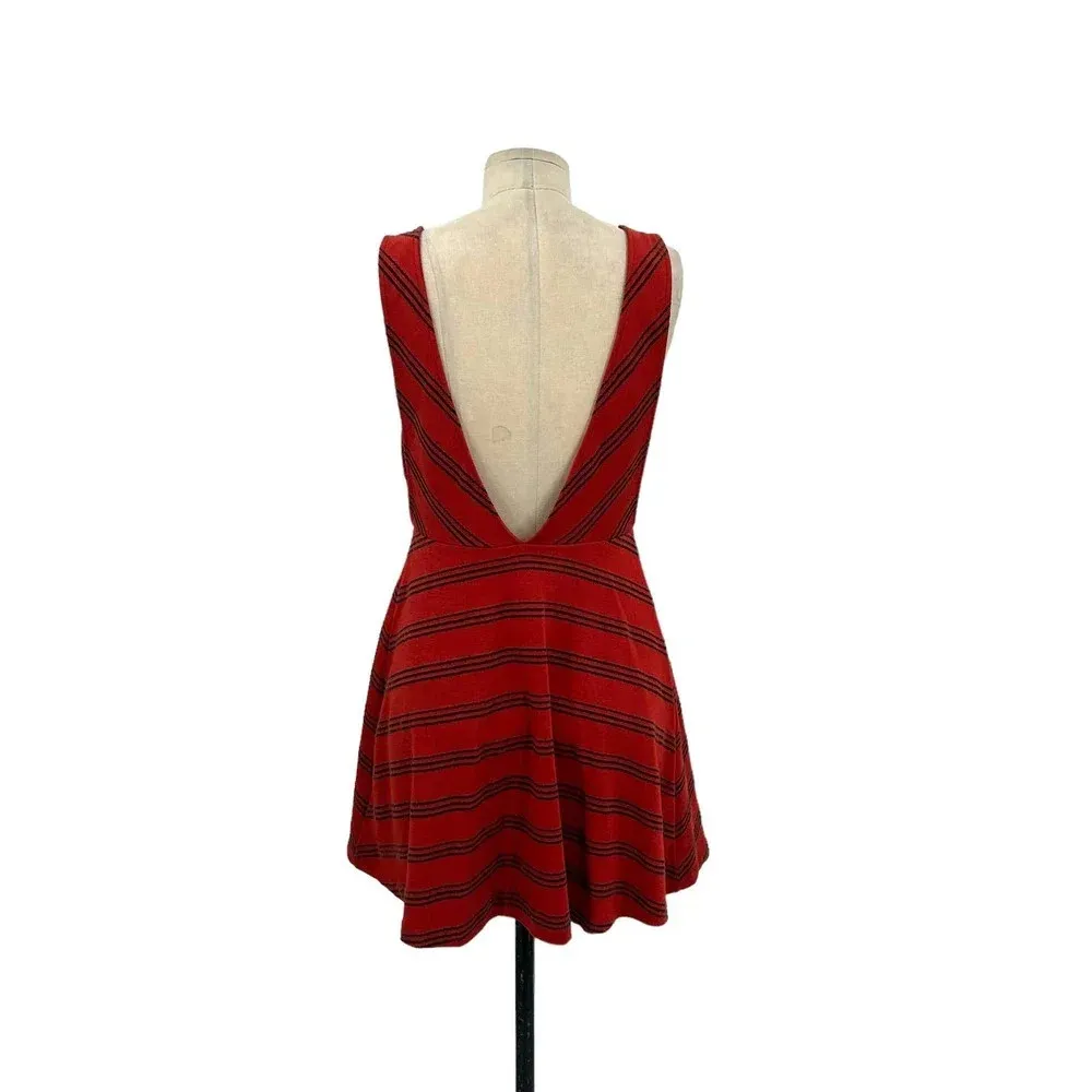 Free‎ People Red Chevron Striped Sleeveless Skater Dress Size Small - Image 5