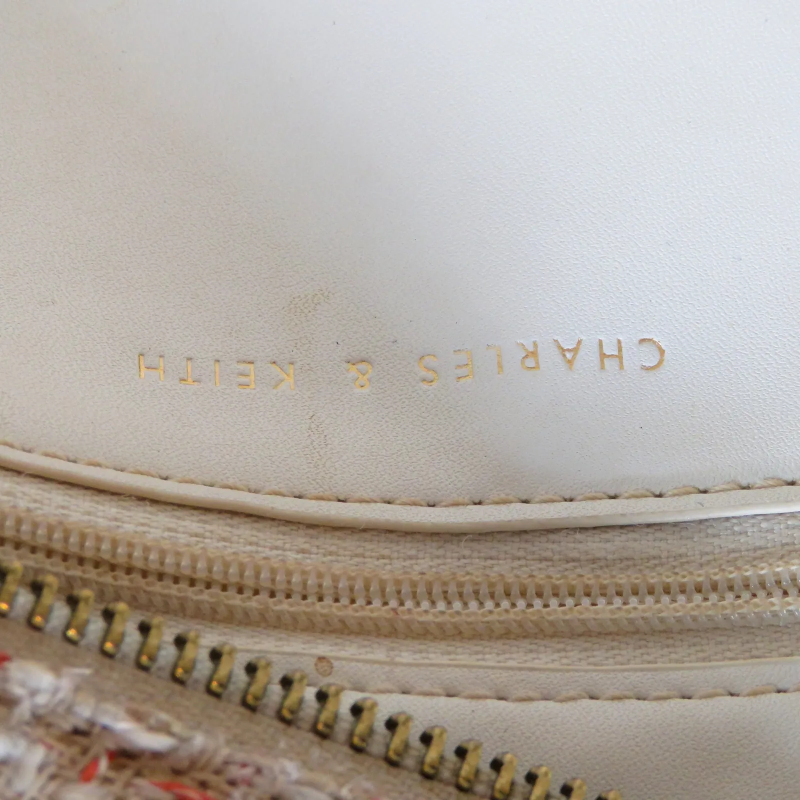 Charles & Keith Cream Tweed Asymmetrical Shoulder Bag - Image 12