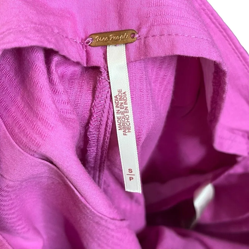 Free People Pin Up Shorts High Waisted Pink Cotton Side Buttons Womens Size S - Image 6