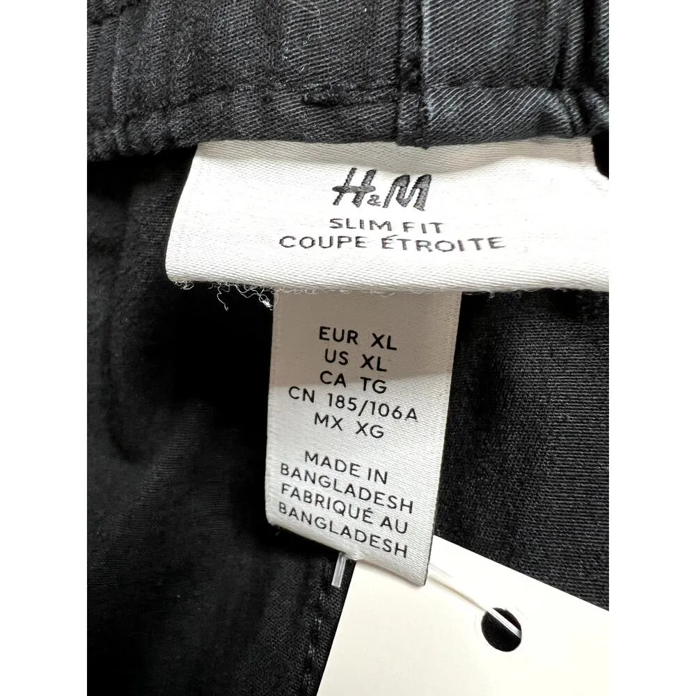 H&M womens size XL 36 X 28 pants black cargo  snap pockets button-fly closure - Image 3