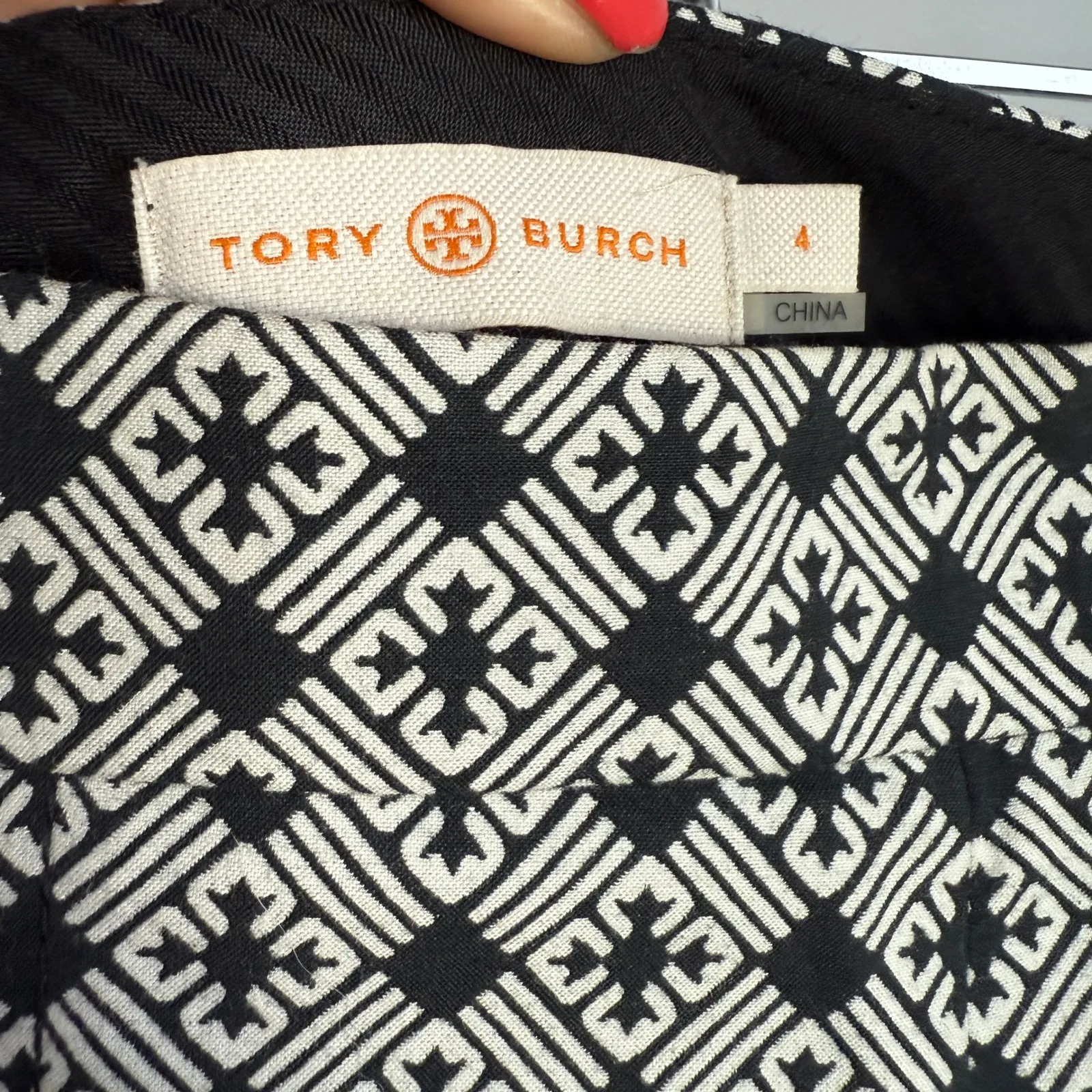 Tory Burch Pants Womens Size 4 Black White Geometric Print Ankle‎ Casual Career - Image 4