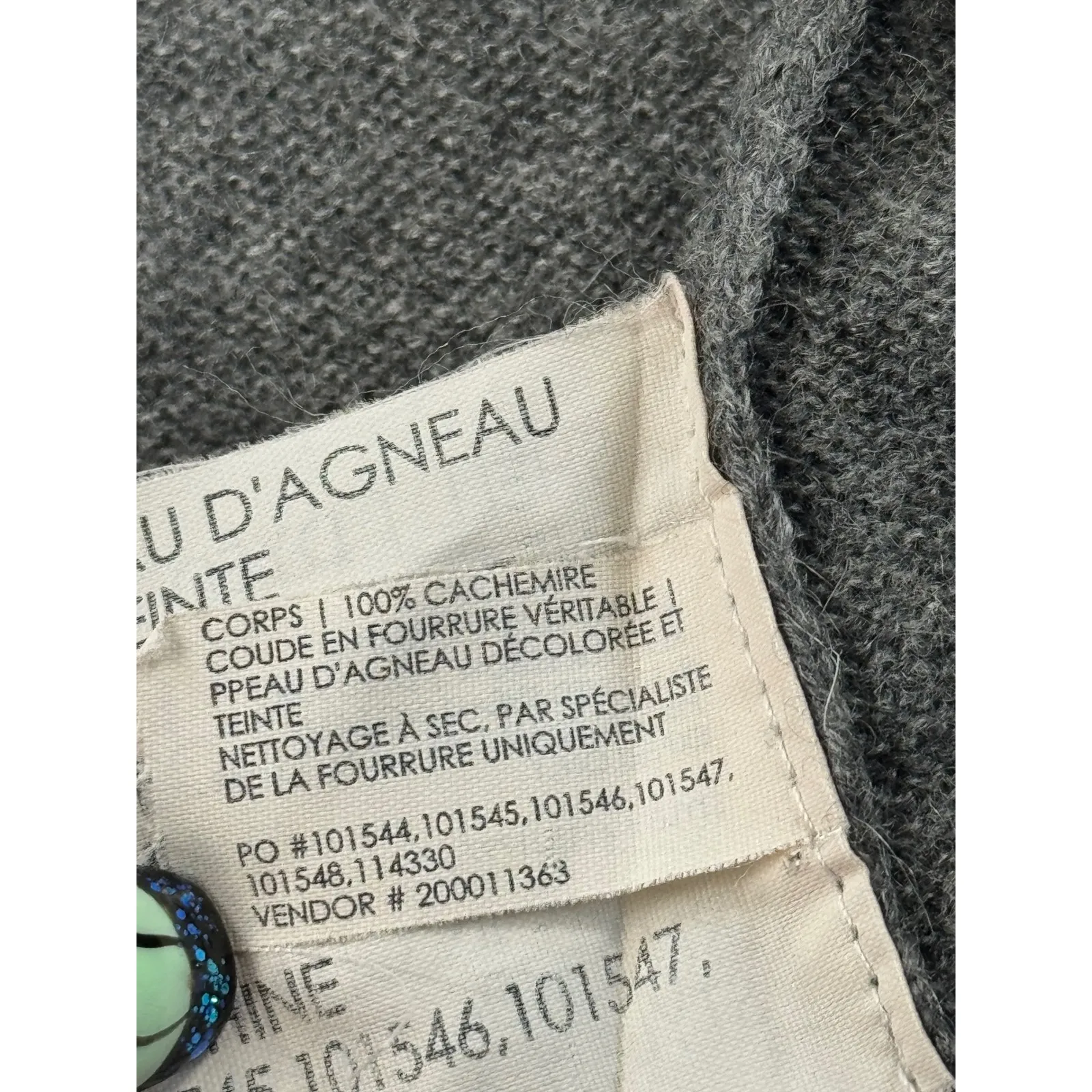 Club Monaco Cashmere Gray Open Front Cardigan Faux Fur Trim XS/S - Image 7