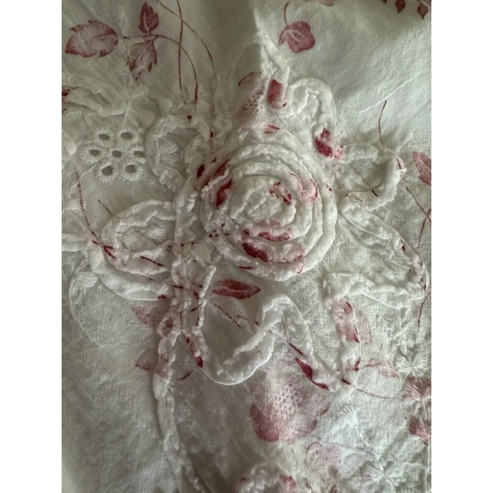 Studio M Skirt Womens Large White Pink Crochet Flared Tiered Ruffle Boho Western - Image 3