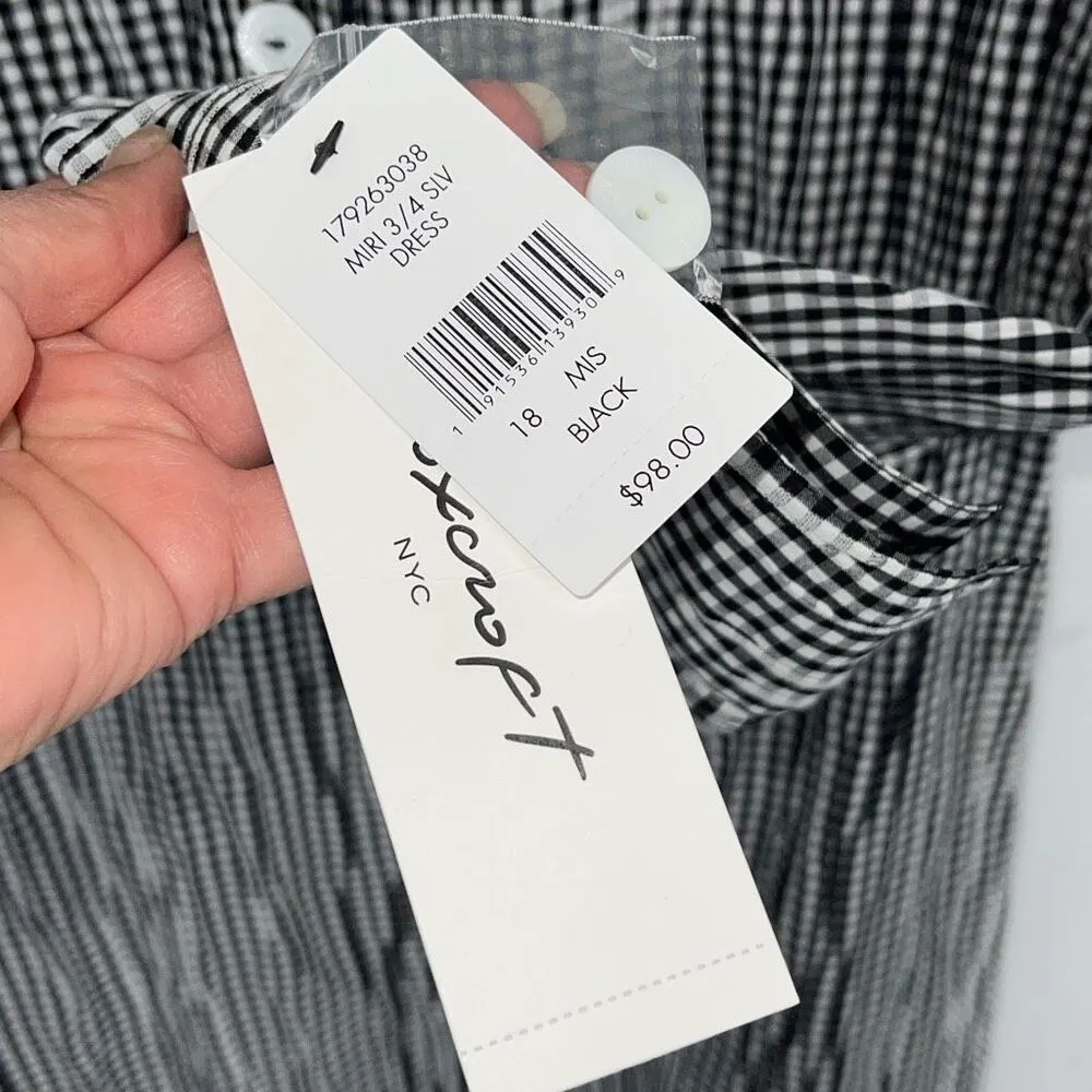 Foxcroft NYC Womens Miri Half Button 3/4 Sleeve‎ Shirt Dress Black Size 18 NWT - Image 7