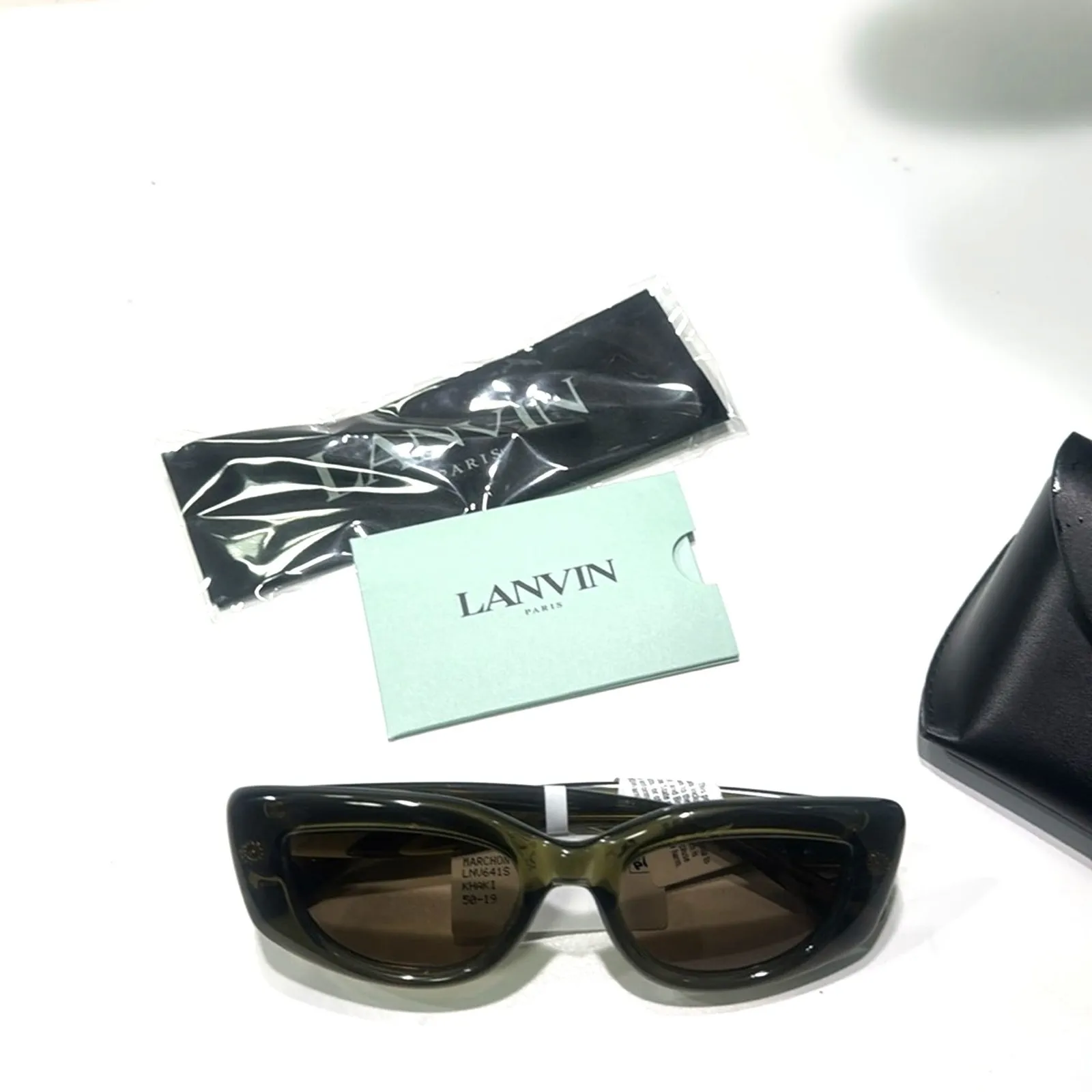 Lanvin Daisy 50mm Rectangle Sunglasses Green - Image 9