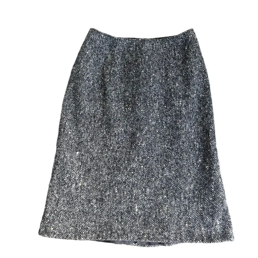 Jil Sander Gray Cashmere Tweed Wool Blend Knee length skirt 4 - Image 2