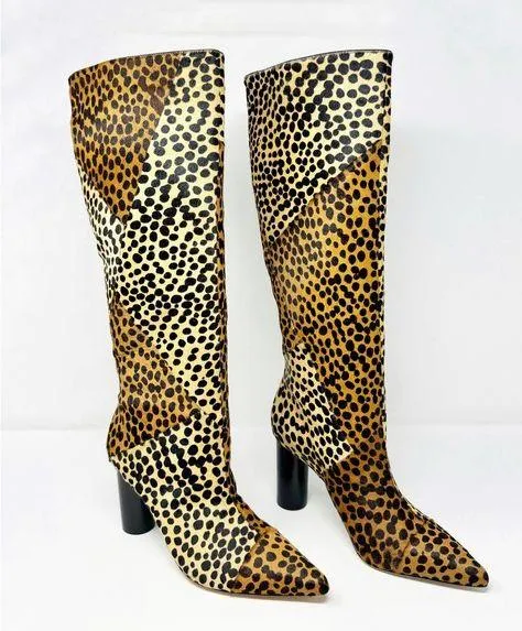 Ulla Johnson Jerri Knee High Cheetah Print Calf Cowhide Leather Hair Boots EU 40 - Image 1