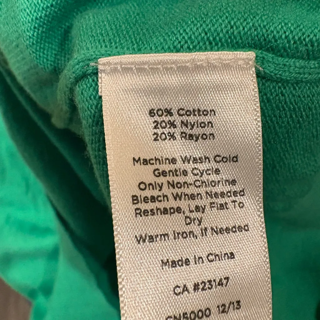 Talbots tropical fish green sweater top 3/4 sleeves M new with tags - Image 5