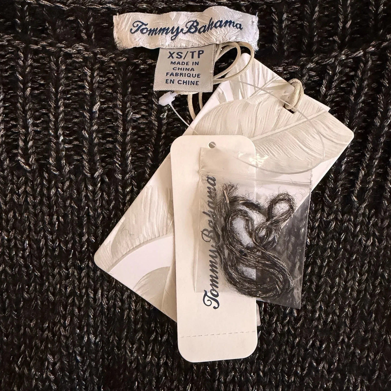 NWT Tommy Bahama Shimmer Balloon Sleeve Black Metallic Wool Blend Sweater - Image 7