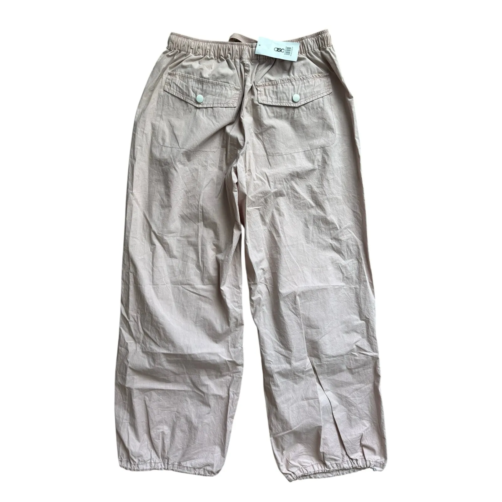 NWT ASOS Parachute Cargo Joggers Sz 2 Pink Utility Drawstring Pants - Image 4