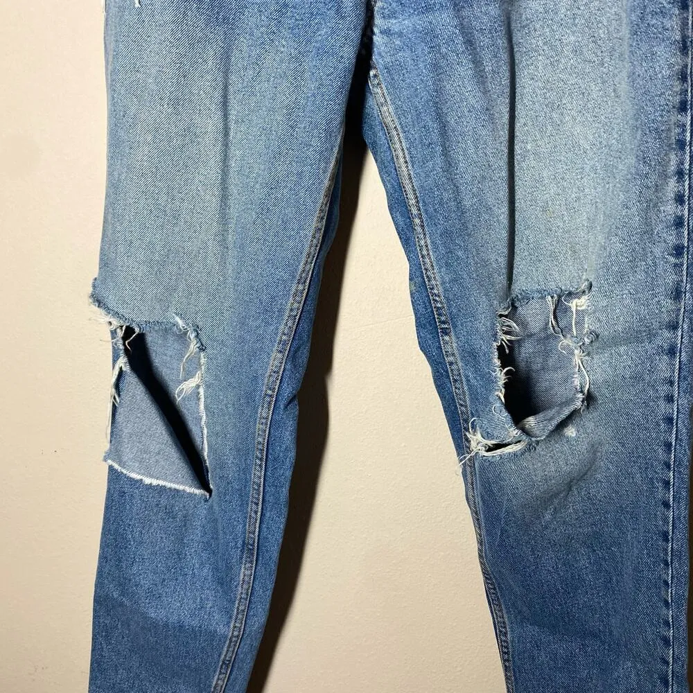 Zara Women's Distressed High Rise Straight Leg Jeans Size 6 - Image 3