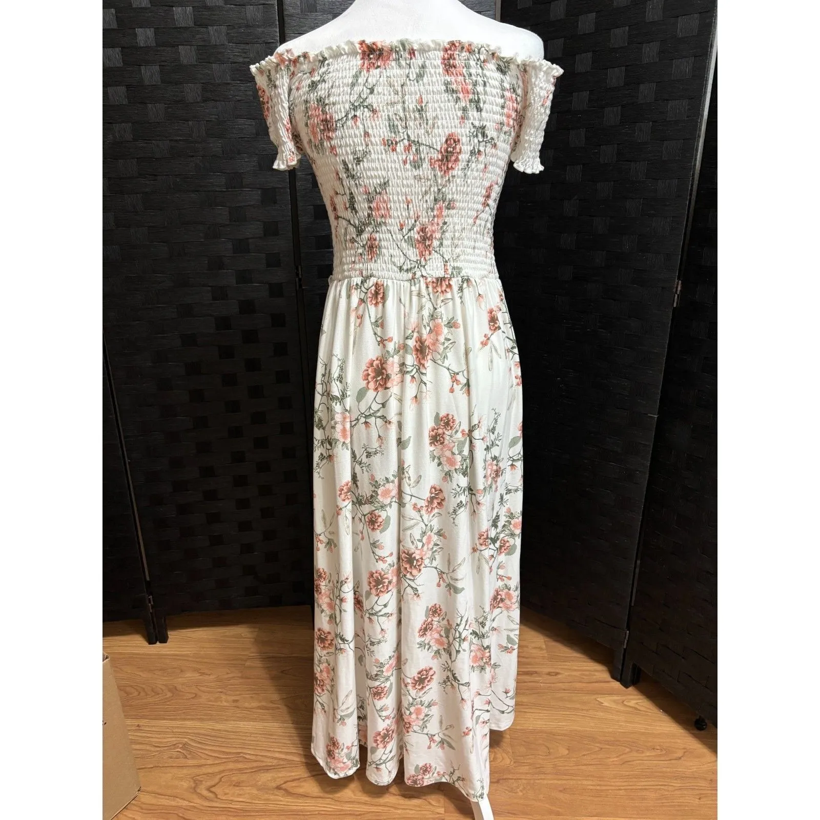 Ardene Maxi Dress Womens L Smocked Floral Cottagecore Romantic Feminine Party Size L - Image 2