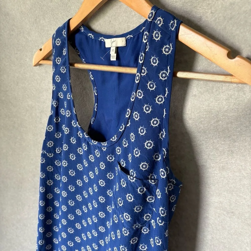 Joie Dress Size XS Silk Blue Sleeveless Patterned Scoop Neck Nautical - Image 5