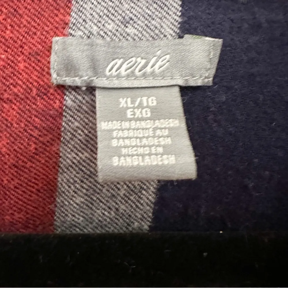 Aerie Plaid Flannel Button Front One Piece Pajama Romper Red Blue sz XL - Image 7