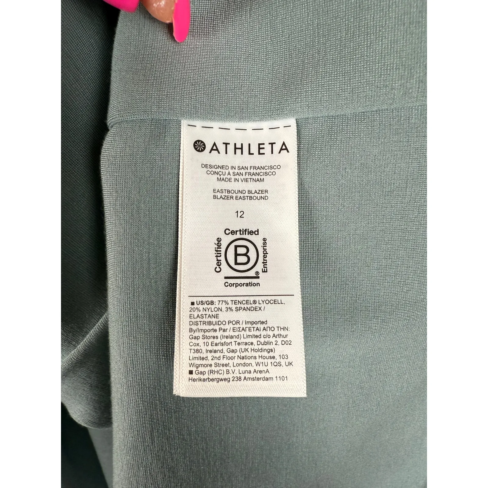 Athleta Eastbound Stretch Travel Blazer Sage‎ Green Size 12 - Image 10