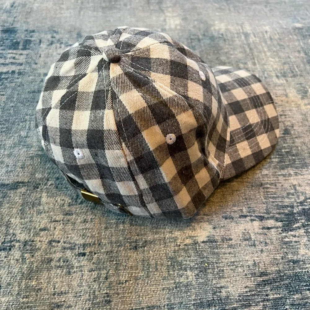 New! Cocus Pocus White Gray Buffalo Check Baseball Cap White - Image 2