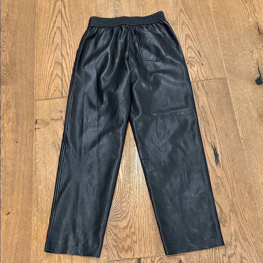 Aritzia Wilfred Black Faux Leather pull on Pants small - Image 2