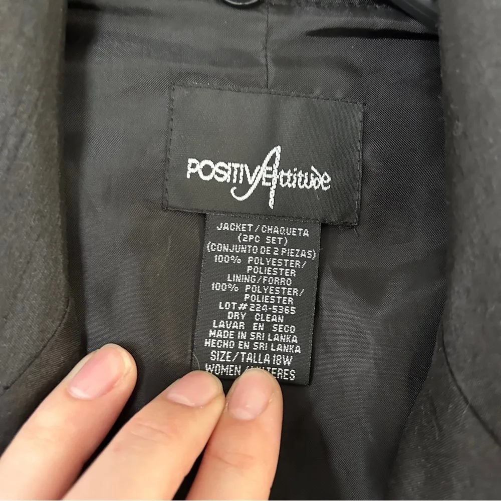 🦋 Vintage Positive Attitude Black Button Down Blouse Flower Button Jacket 18W - Image 3