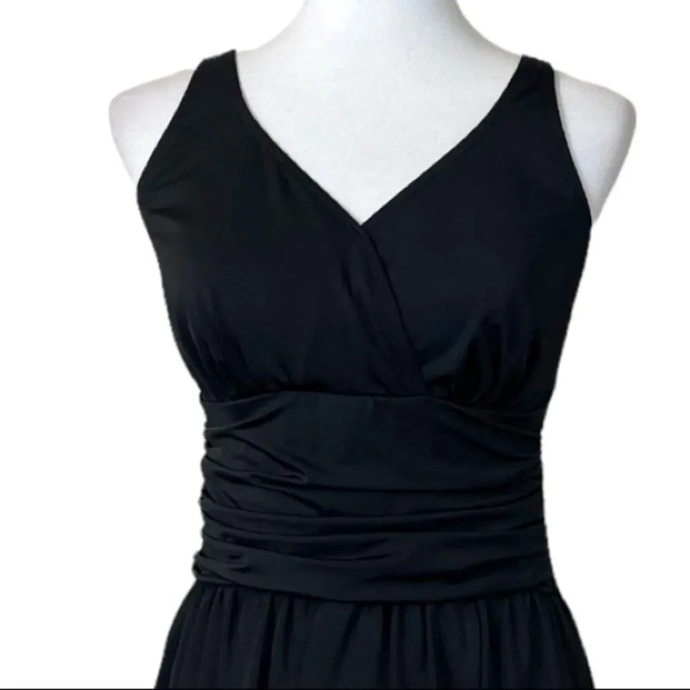 D & Co. Women's Beach Ruched Waist Black Swimsuit Dress Adjustable Size 12 - Image 6