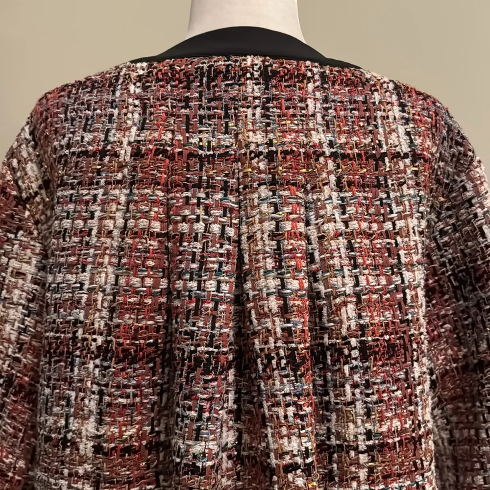 Lini Red Autumn Tweed Paneled Jacket Blazer Black Size L - Image 7