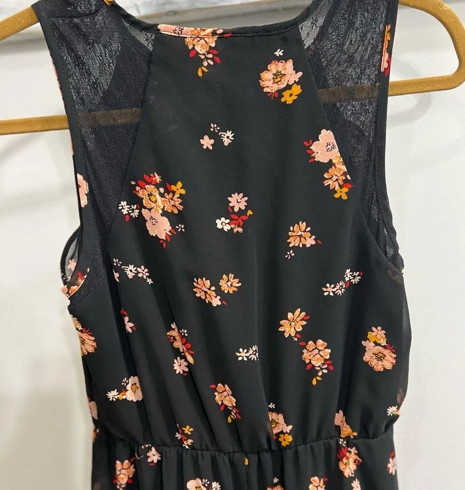 Black floral sleeveless dress Size XS - Image 7