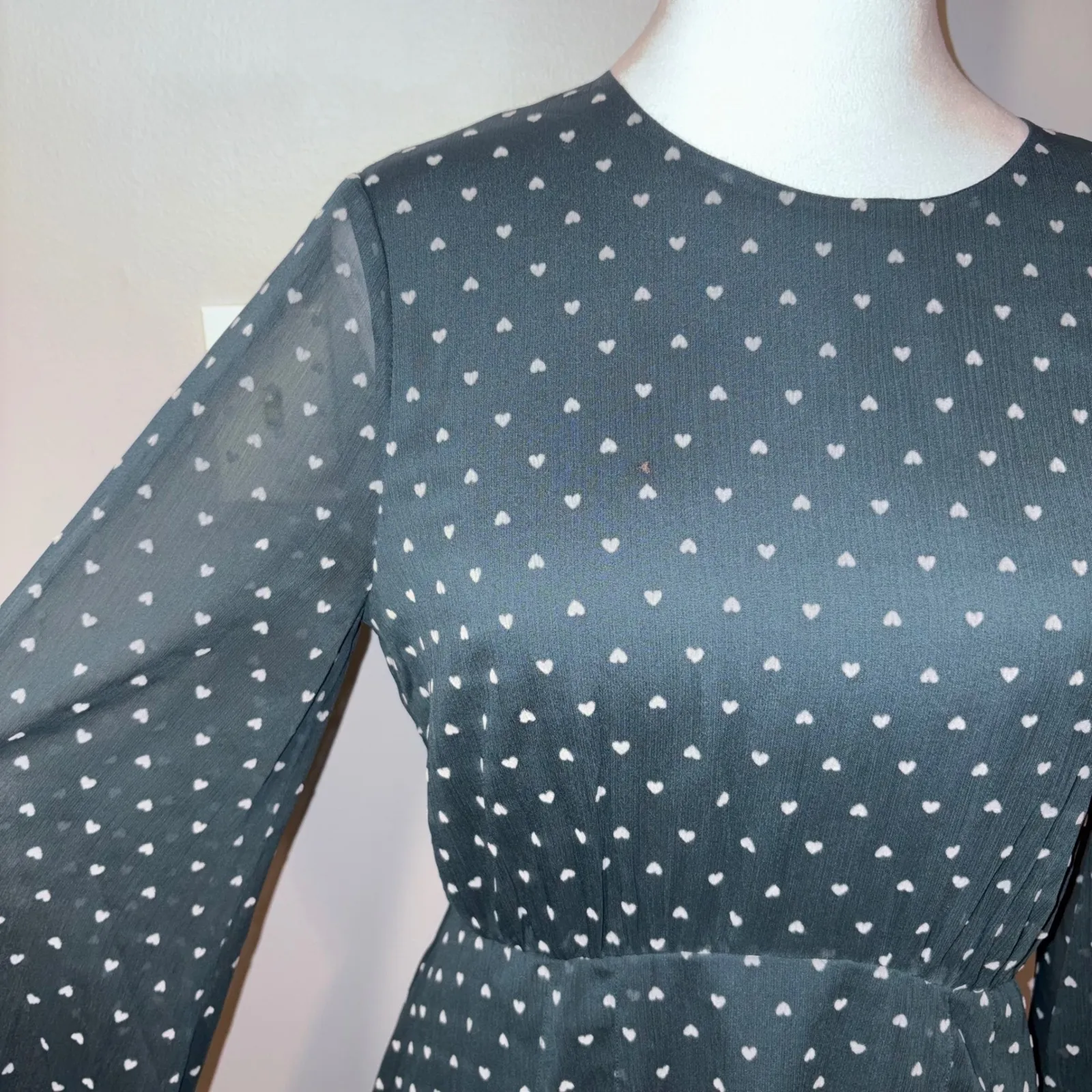 Ted Baker London Kobie‎ Heart Dot Chiffon Long Sleeve Minidress Sheer Chiffon - Image 3
