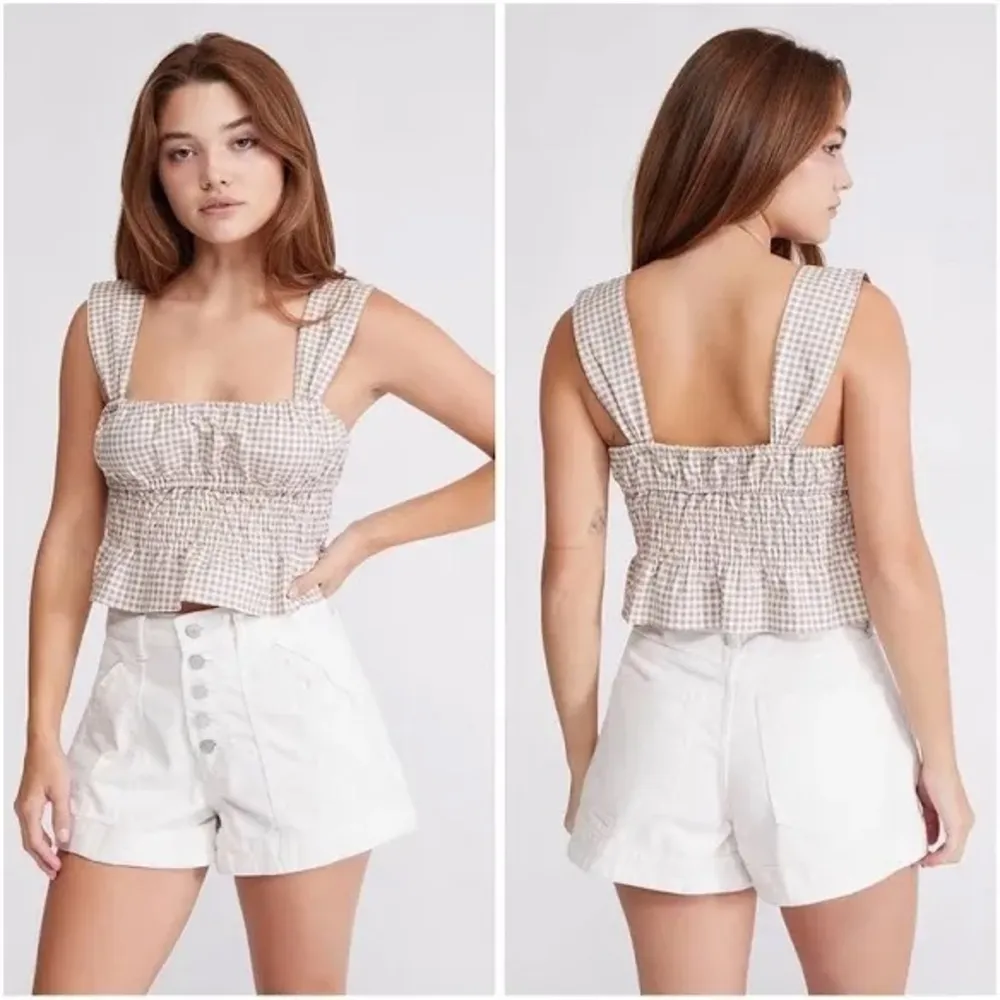 WeWoreWhat Revolve NWT Smocked Gingham Babydoll Crop Tank Top XL Coquette Girl - Image 2