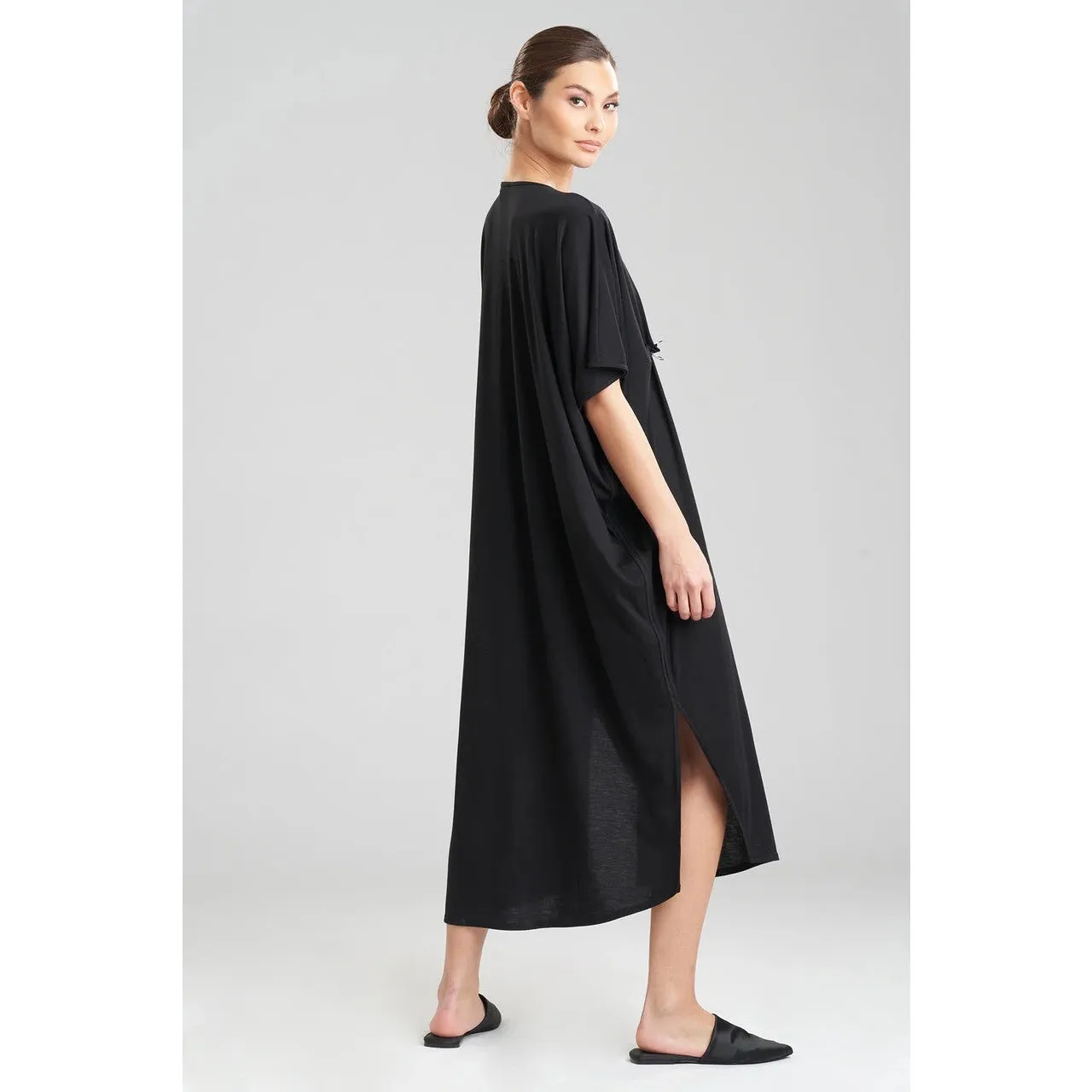 NWT Natori Lagenlook Shangri-La Tencel Caftan Dress Small Black Minimal Capsule - Image 2