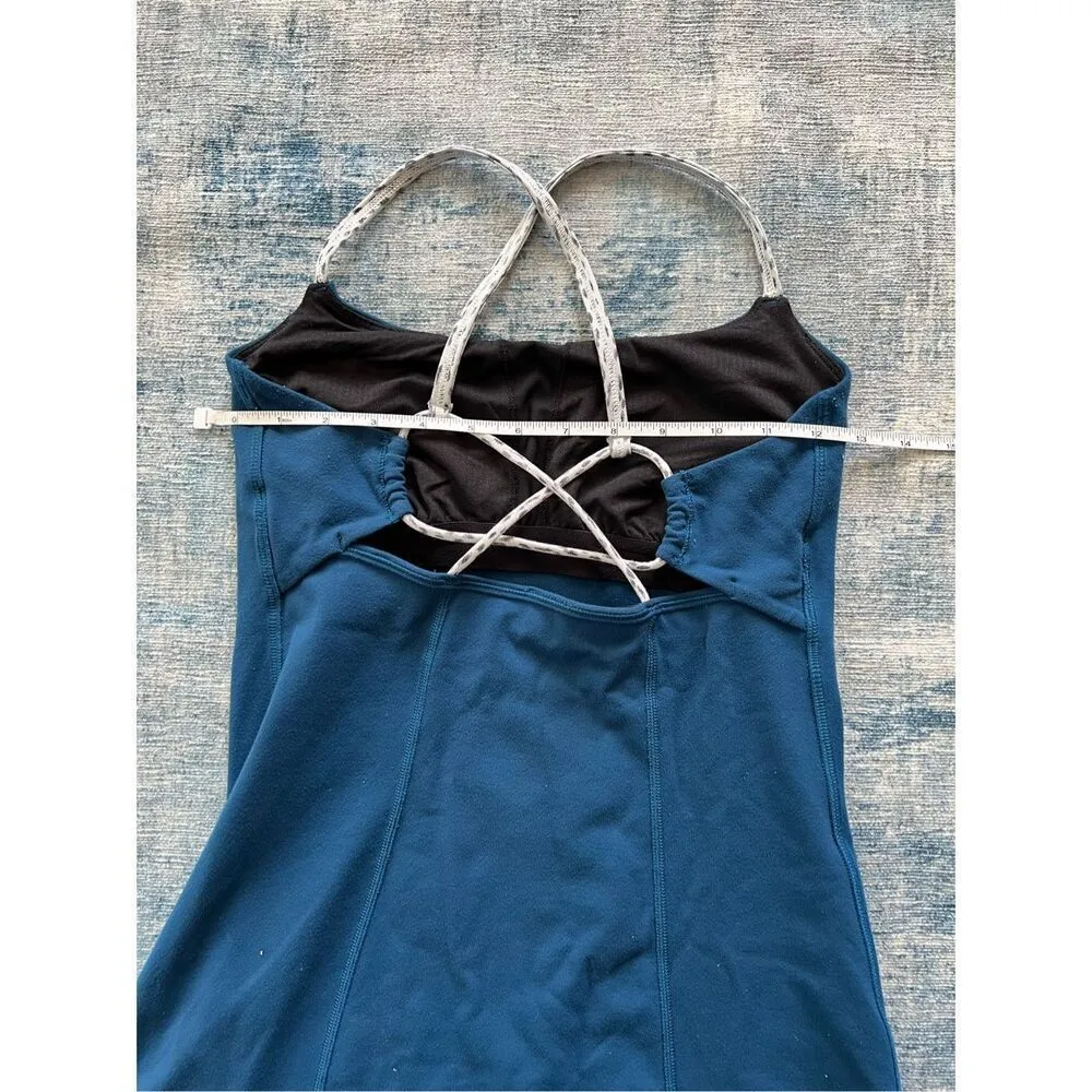 Lululemon Poseidon Blue / Dottie Dash White Black Dancing Warrior Tank Size 6 - Image 3