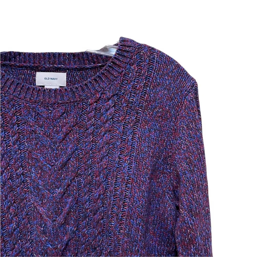 Old Navy Cable Knit Crew Neck Sweater Purple Size Large - Image 6