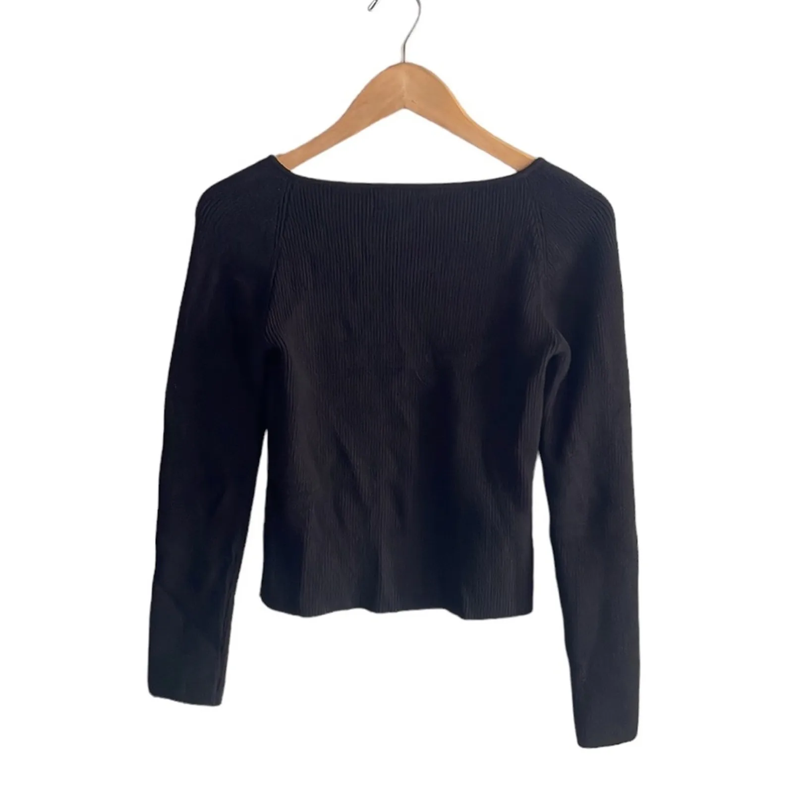 OAK + FORT SWEETHEART NECKLINE TOP Black Size M - Image 4