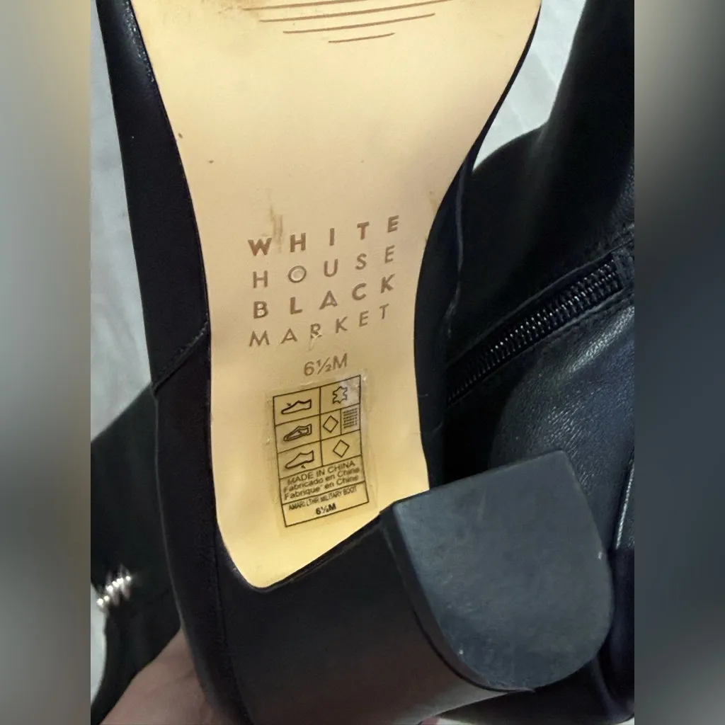 White House Black Market Amari Leather Military High-Heel Boot in Black Size 6.5 - Image 9