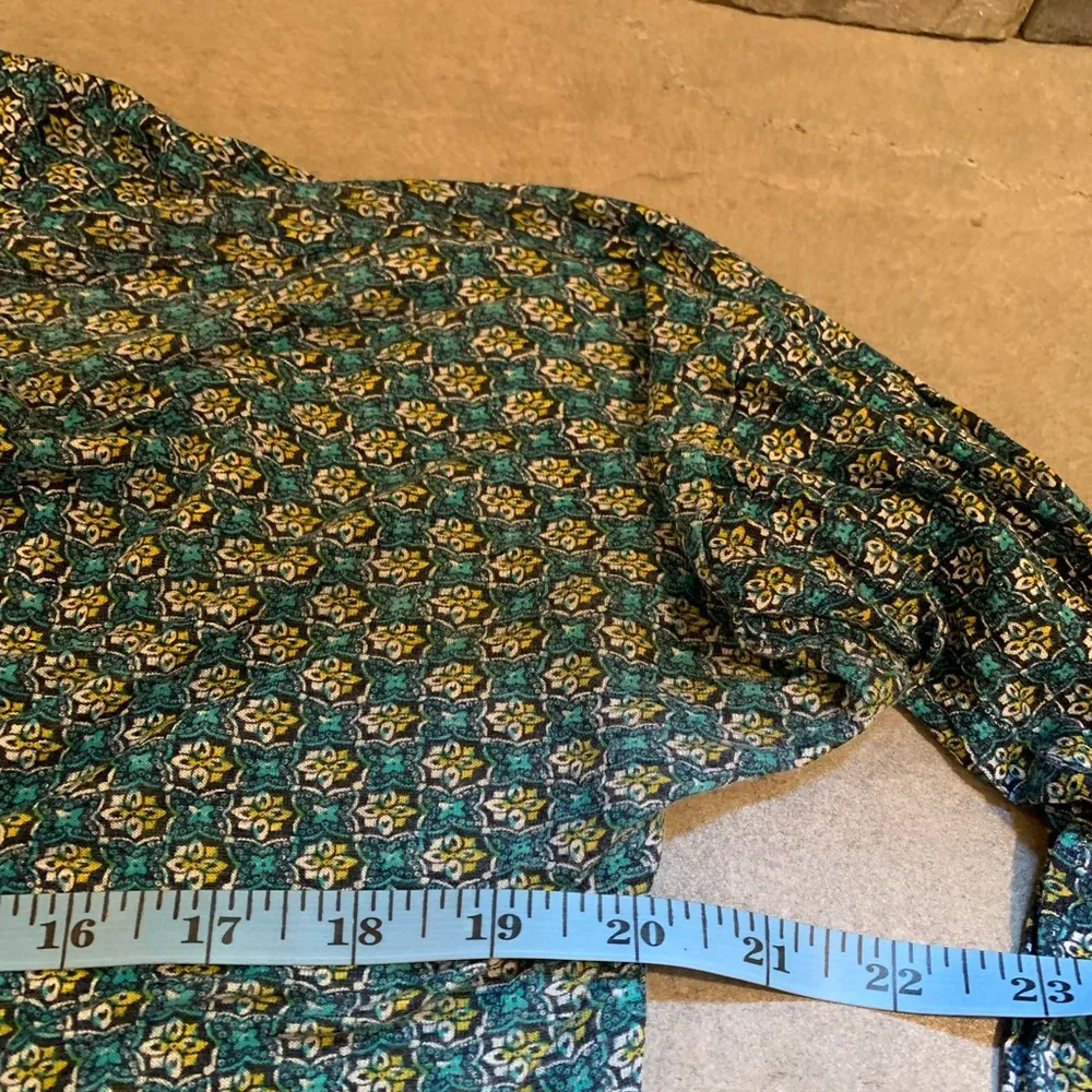 Lucky Brand ‘Live In Love’ Women’s Blouse Blue Long Sleeve V Neck With Tie  Sz L - Image 5