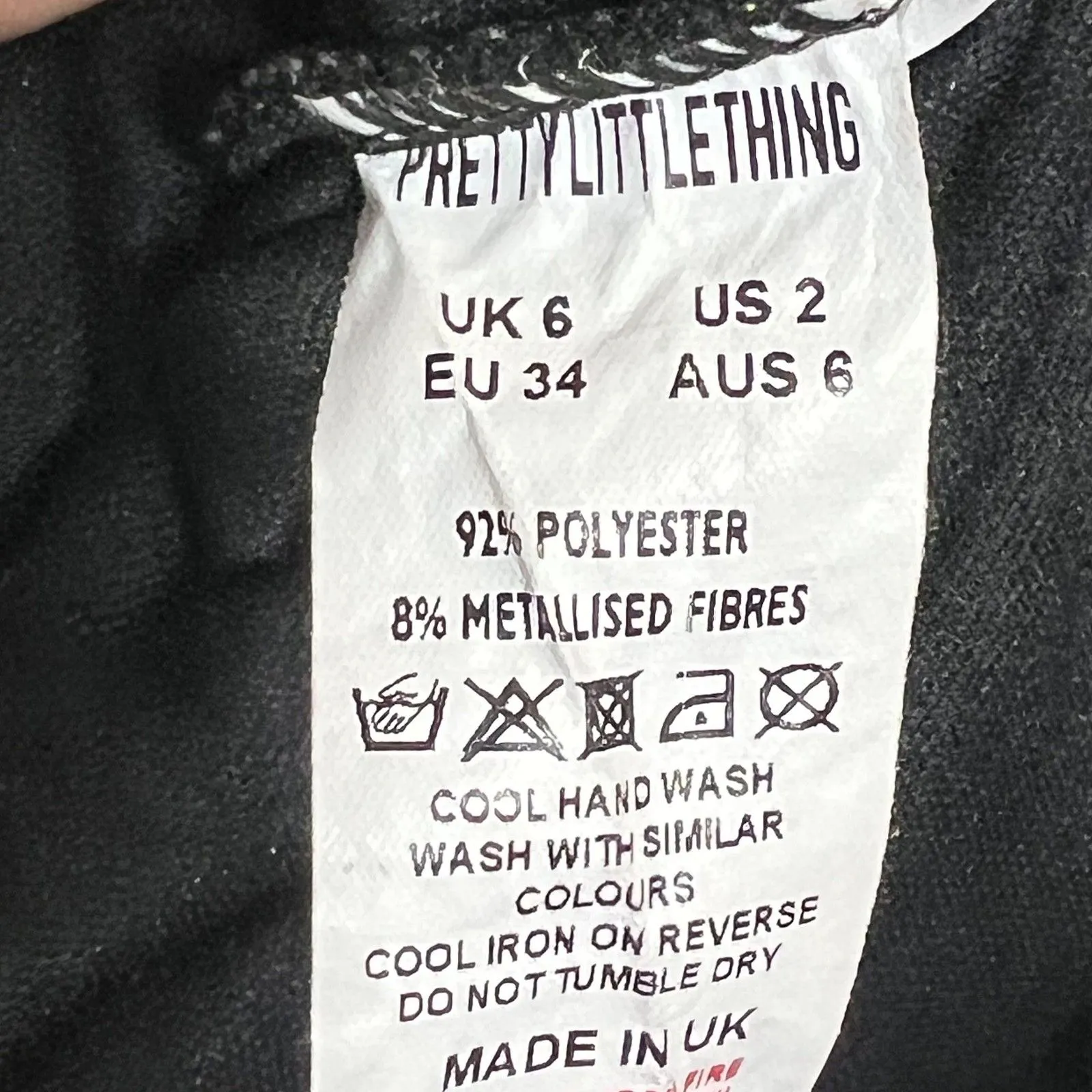 PrettyLittleThing Dress Womens US 2 Black Glitter Plunge Twist Bodycon Mini - Image 6