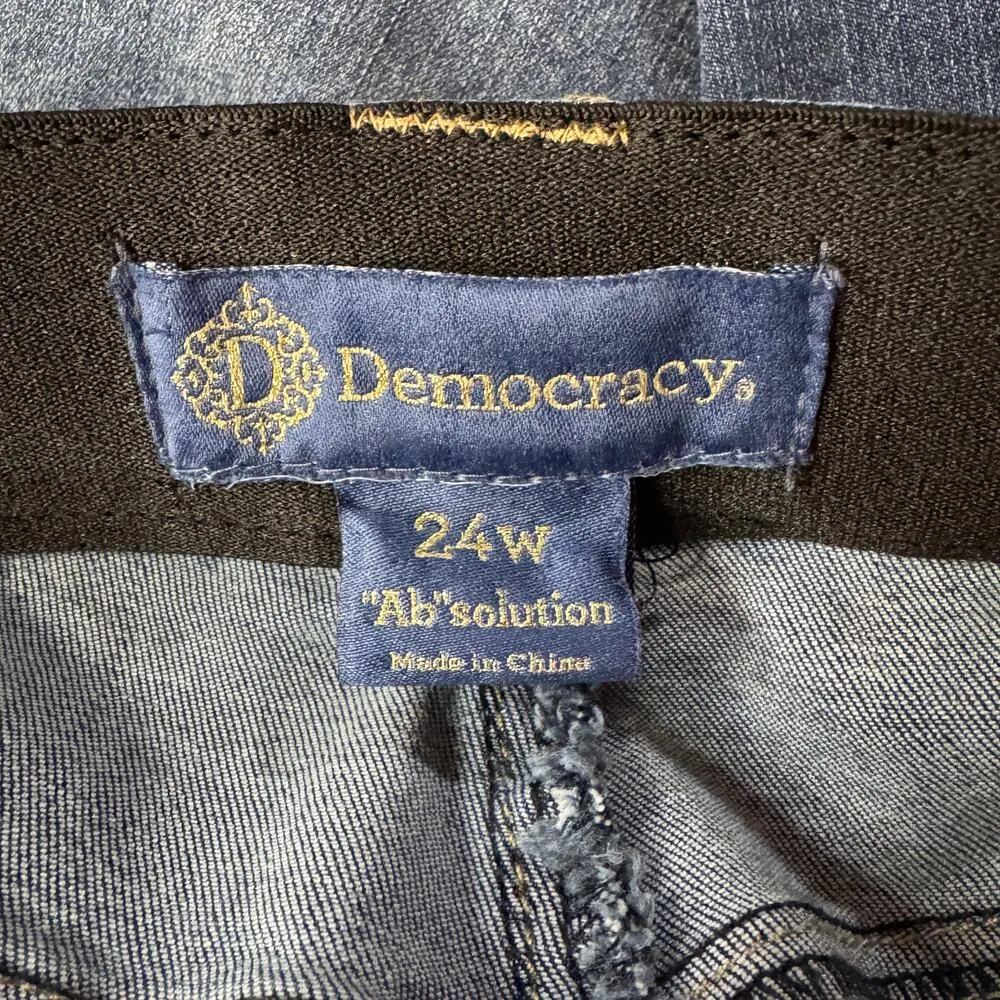 Democracy SZ 24W “Ab”solution Jeans Stretch Hi-Rise Pockets Zip-Fly Distressed - Image 8