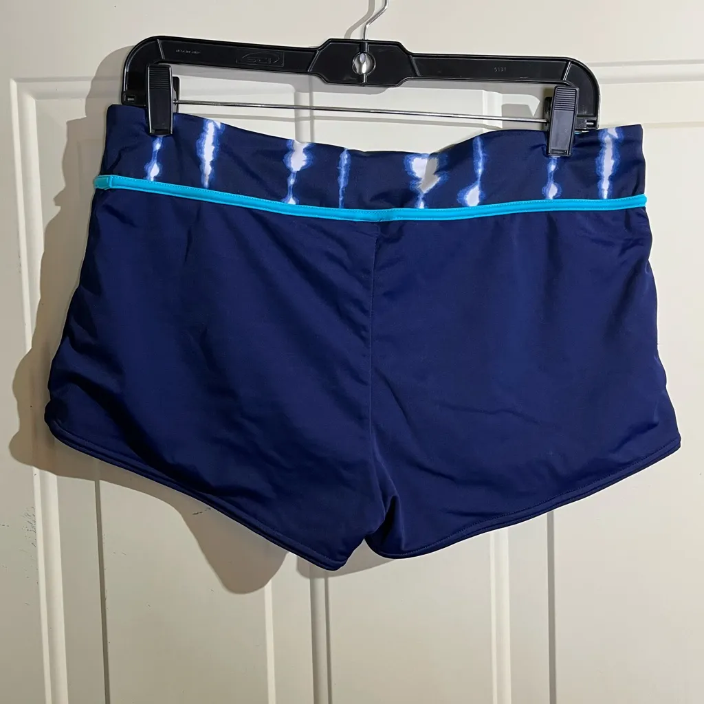 ZeroXposur Navy Blue Swim Shorts Size 14 Tie-Dye Waistband Lined Stretch - Image 2