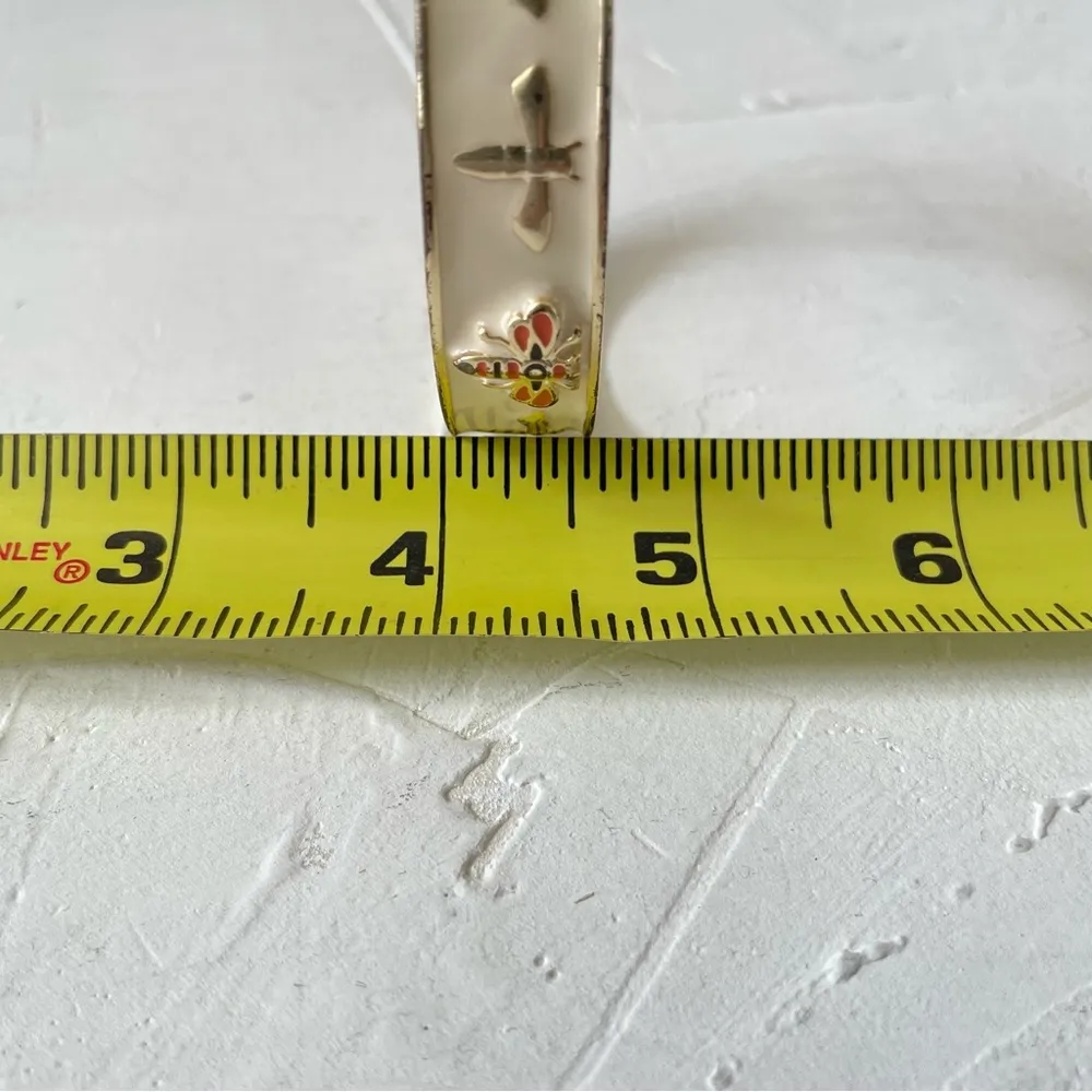 Fossil Bee Dragonfly Gold and Cream Enamel Bangle Bracelet - Image 9