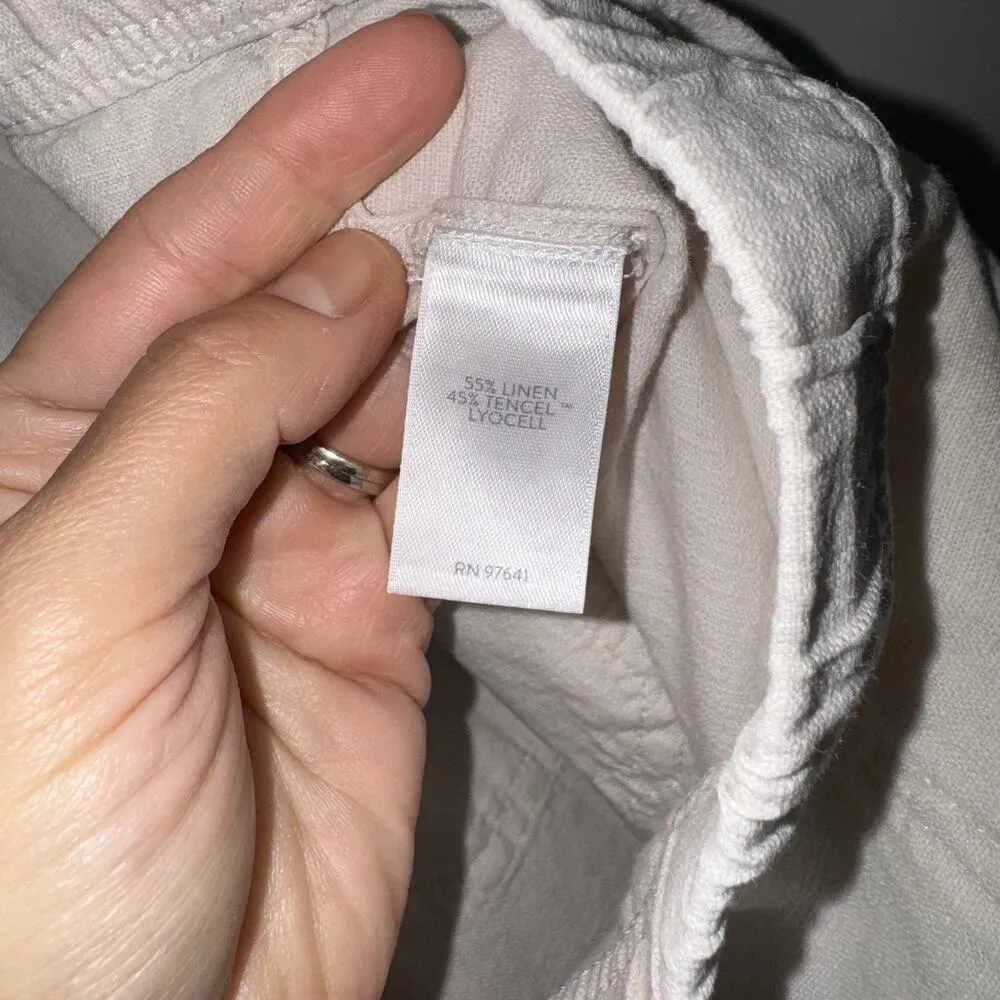 PURE JILL J Jill Linen Tencel Pull On Pants L Elastic Waistband Pockets Beachy Tan Size L - Image 6