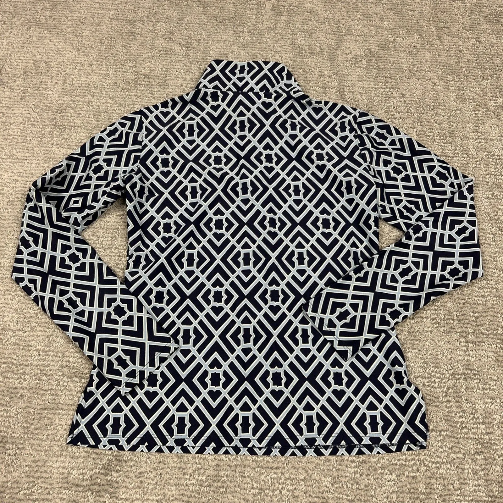 Jude Connally Top Shirt Womens XS Stretch Navy Aqua Beach Resort Vacation USA Blue - Image 6