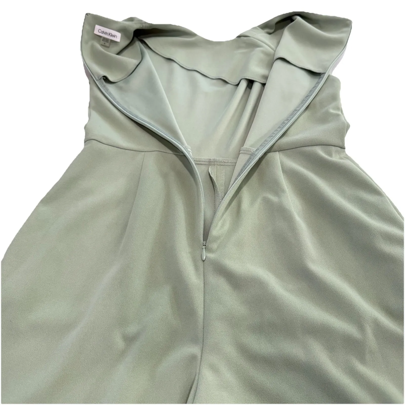NWT Calvin Klein Sage Green Twist Neck Sleeveless Stretch Crepe Jumpsuit Size 8 - Image 8