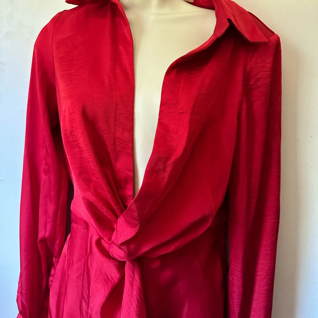 Elegant Red Long Sleeve Dress Size 0 - Image 5