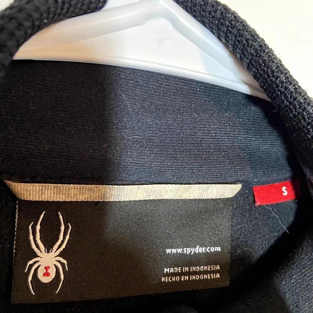 Spyder Sweater Mock Neck Full Zipper Long Sleeve Zipper Pocket Black Small - Image 2