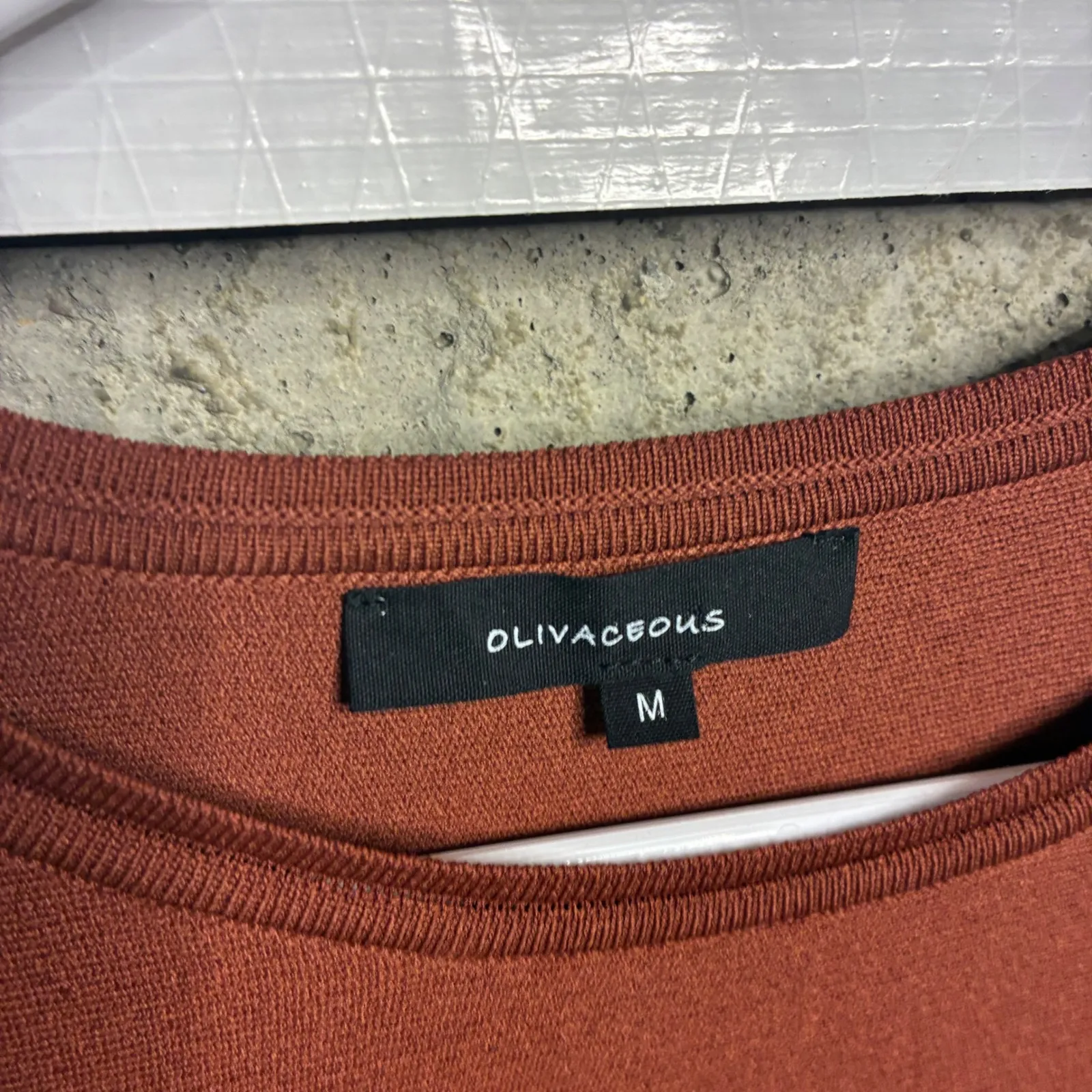 Olivaceous Rust Orange Bell Sleeve Knit Sweater Top Womens Medium - Image 2